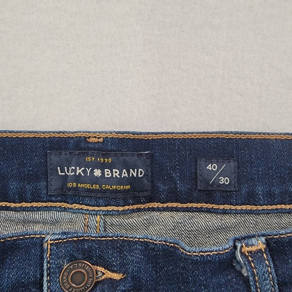 Lucky Brand 121 Heritage Slim Jeans Mens 40x30 Blue Dark Wash Stretch Denim - Picture 5 of 16